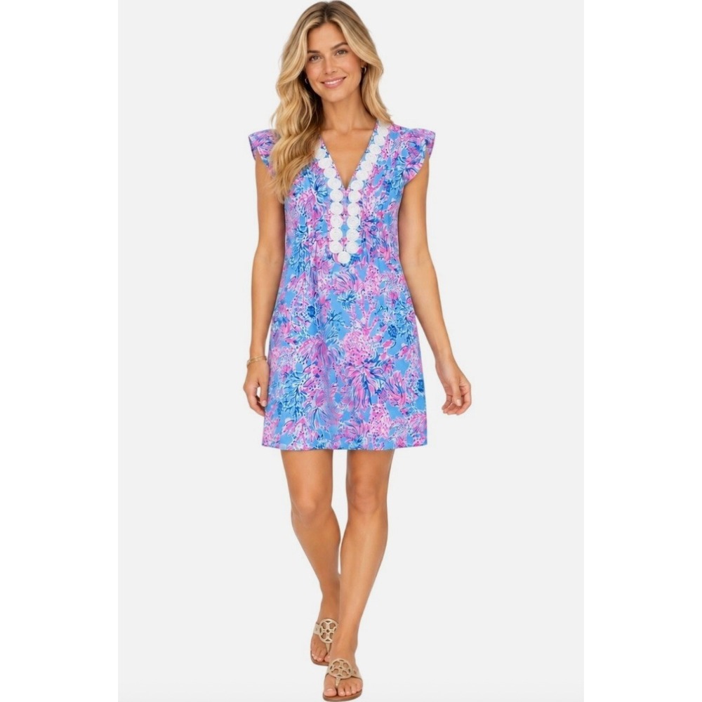 Lilly Pulitzer Blue Seek and Sea Joan Tunic Dress Womens Large New w/o tags